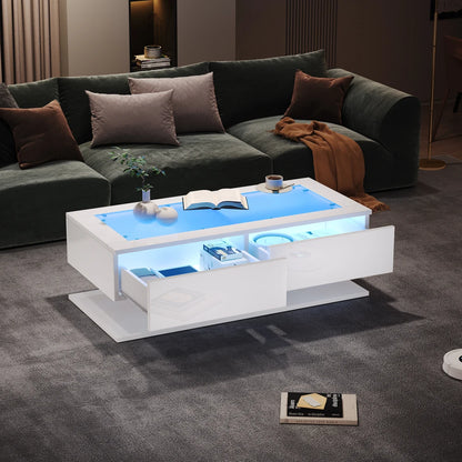 Table Basse LED Noir Brillant